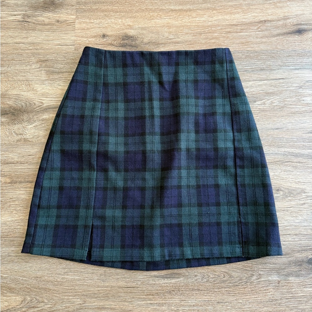 Brandy Melville Plaid Green and Blue Skirt OS